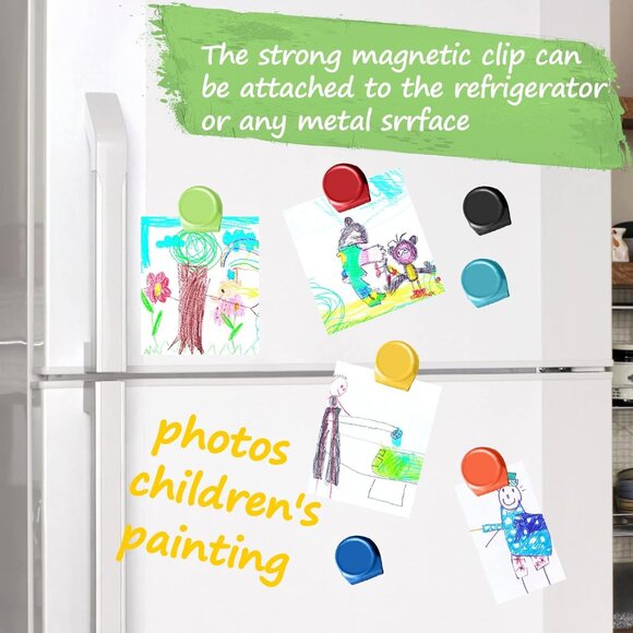 Magnetic Clips, 32pcs Colored Metal Clips for Refrigerator, Whiteboard & Photos - Picture 4 of 8